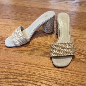 RAYE Beige Woven Block Heel Espadrille Sandals